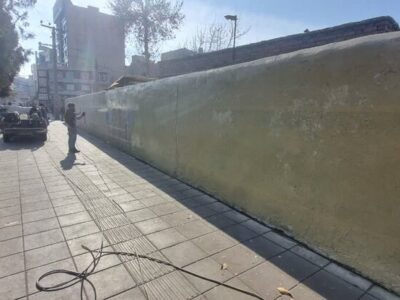 اجرای ۱۸۰۰ مترمربع رنگ آمیزی و امحا جداره‌های شهری