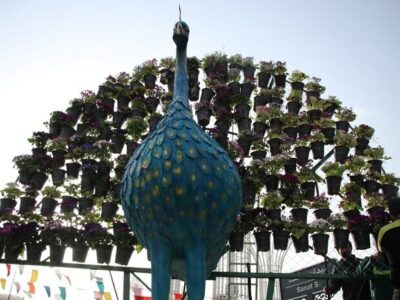 میدان صنعت با المان طاووس مزین به گل چهره بهاری گرفت