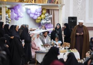 برگزاری مراسم عقد یک زوج جوان منطقه ۱۴ در جمع مادران شهید