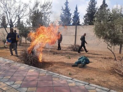 تمرین عملیاتی مواجهه با آتش‌سوزی جنگل‌کاری قصر فیروزه در منطقه ۱۴